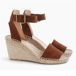 J Crew Corsica Suede Espadrille Wedge Sandals Size 10